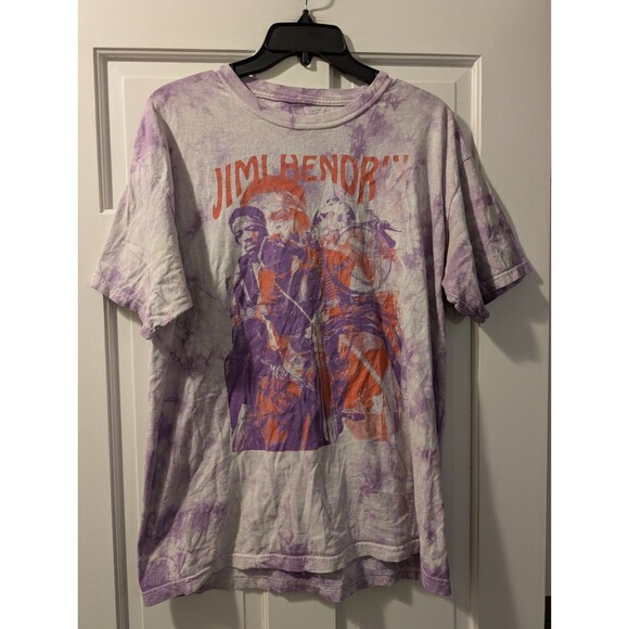 Jimi Hendrix Tie Dye T-Shirt Large Purple Orange Graphic Licensed Band Tee Rock - Picture 8 of 8